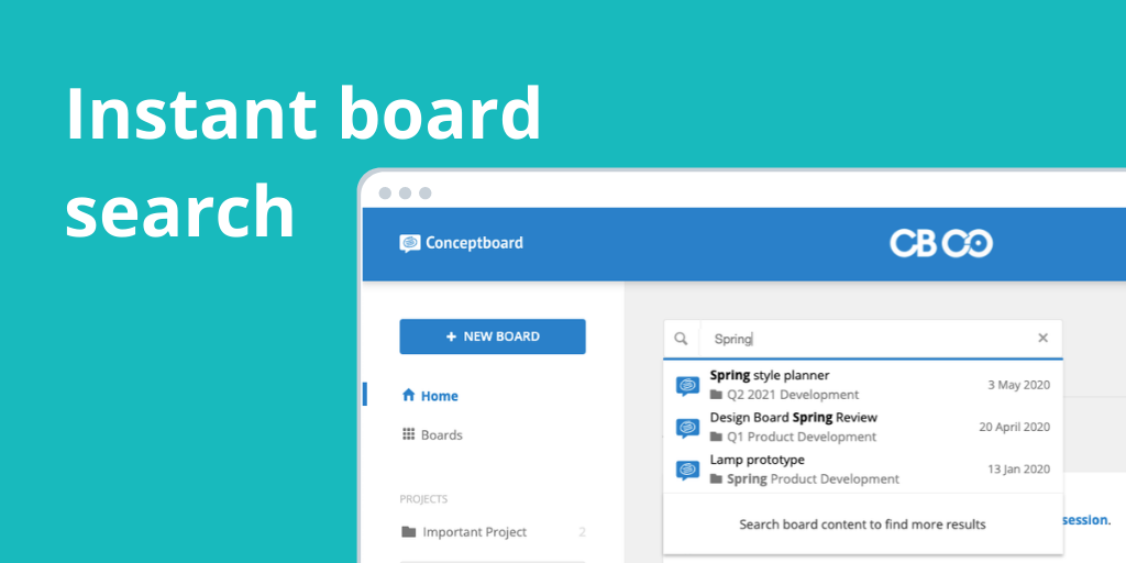 New instant board search feature