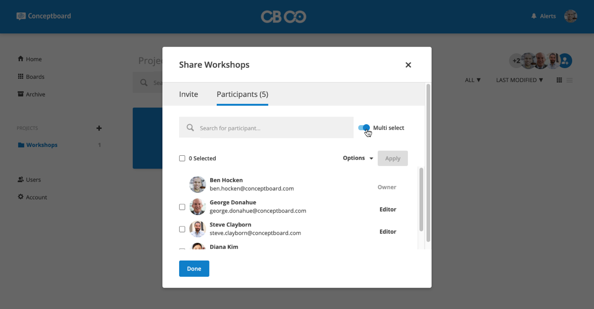 new project share dialog