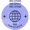 ISO 27001, 27017 and 27018 certified trust badge