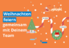 Weihnachts-Template auf Online-Whiteboard mit Weihnachtsmann, Rentieren und Schneeflocken