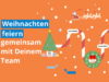 Weihnachts-Template auf Online-Whiteboard mit Weihnachtsmann, Rentieren und Schneeflocken
