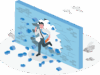 hurdles of digitisation- Person breaking through an imaginary wall which represents an obstacle