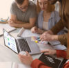 4 people from UX and design using conceptboard as an online collaboration tool for their design project