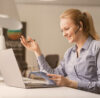 person in sales answering customers sales requests