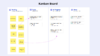 Kanban Board template example with sticky notes and jira tasks integrated on the board