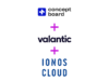Die drei Logos von Conceptboard, valantic und Ionos Cloud