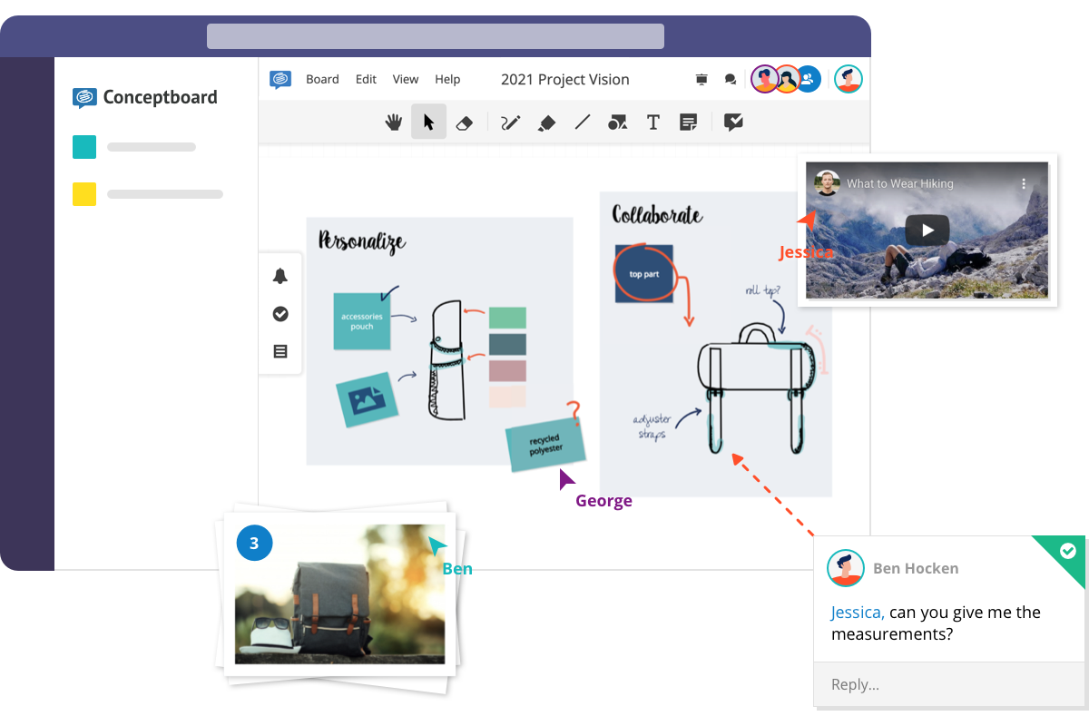 working on a conceptboard board directly in MS Teams