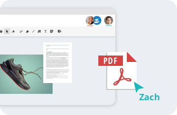 icon of a pdf file which is dragged onto a conceptboard board by a person