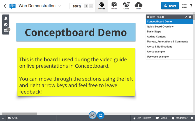 Conceptboard web demonstration board