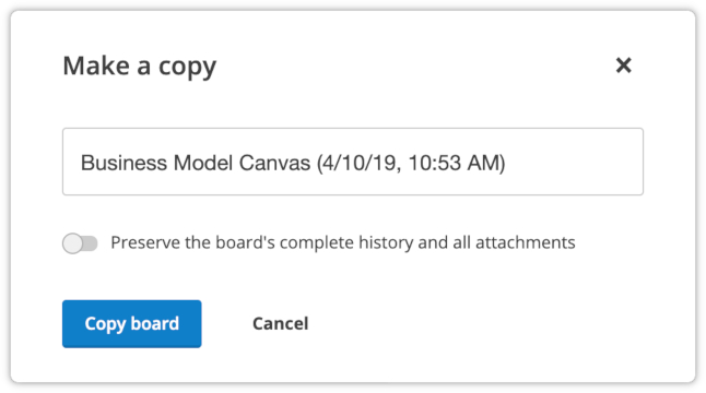 Dialog when duplicating a digital whiteboard in Conceptboard