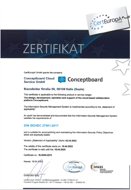 Conceptboard ISO 27001 Certified