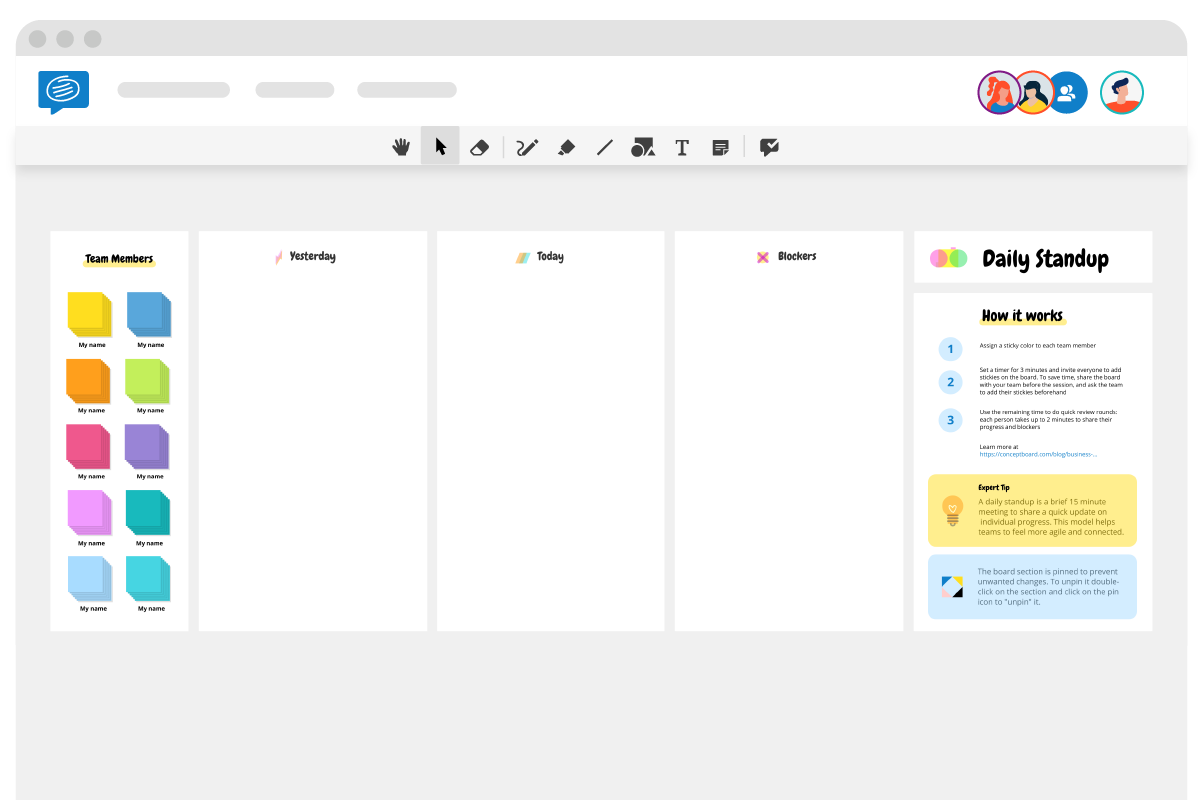 Daily Standup Template Free Conceptboard