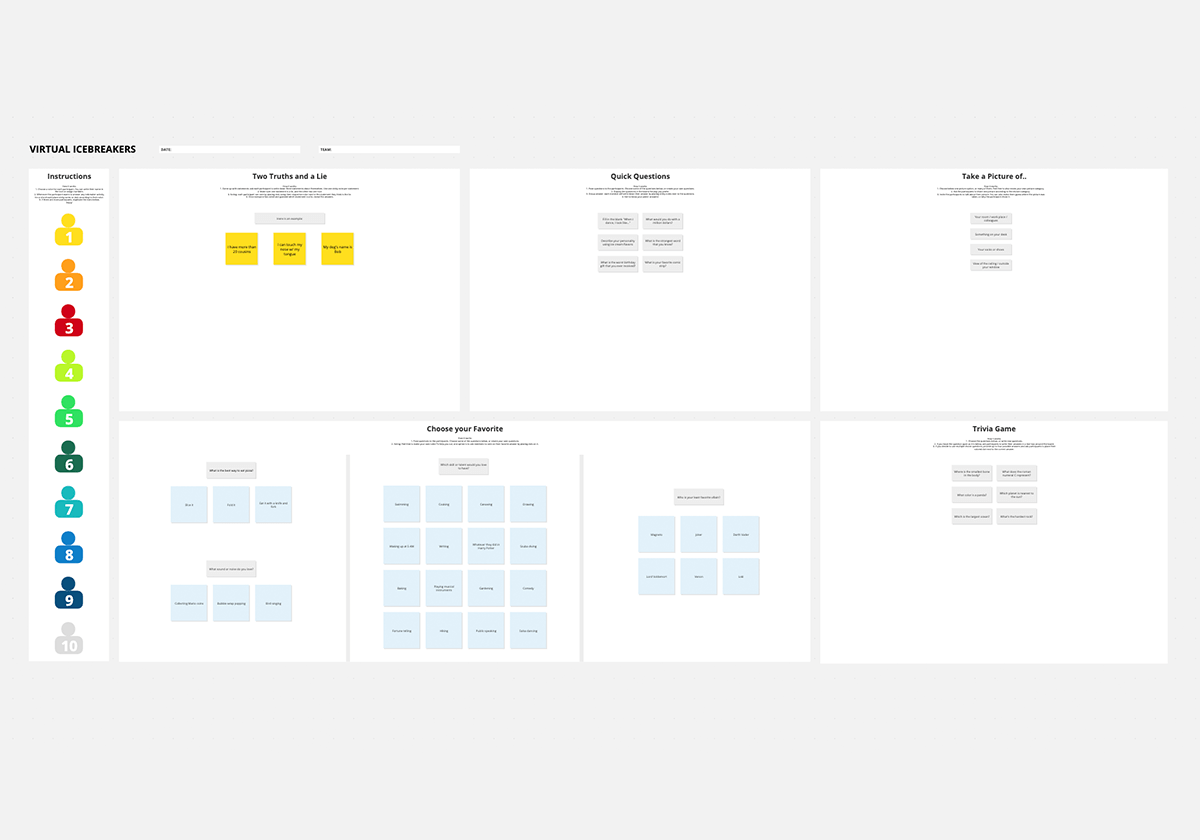 Icebreaker Template virtual team activities 