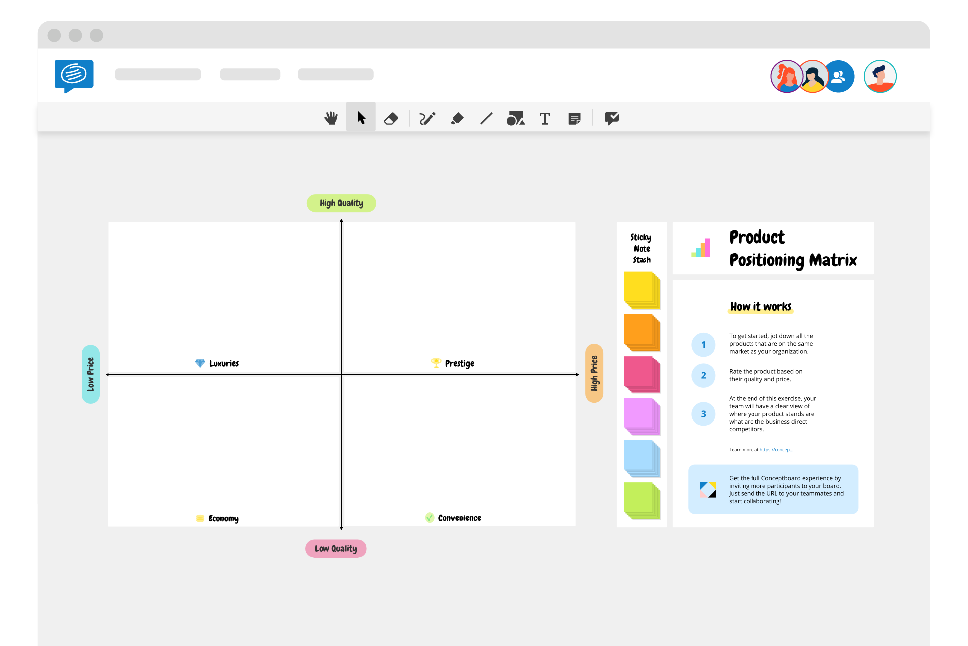 Product position matrix free template