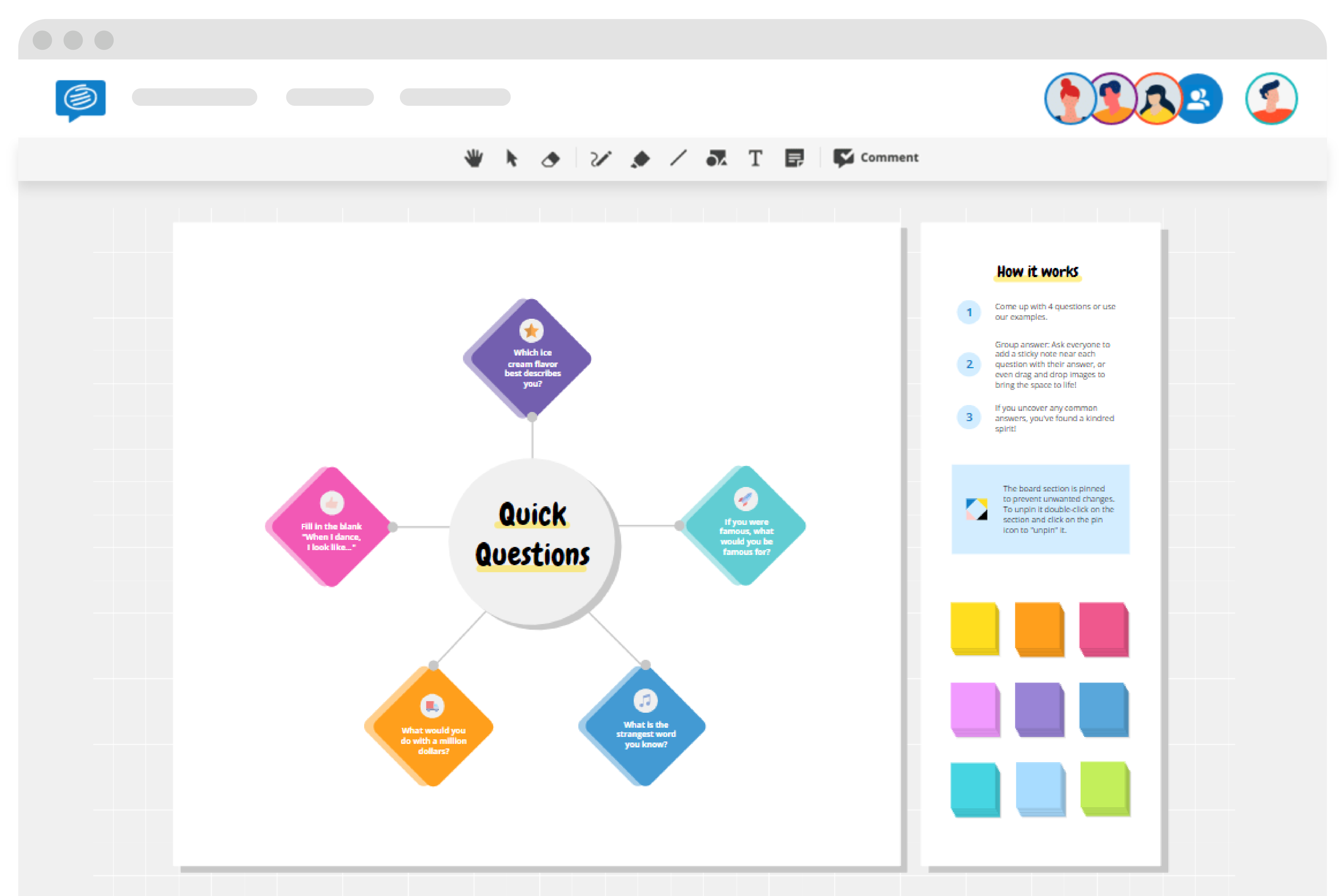 Quick questions game on Conceptboard Whiteboard