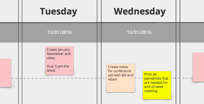 Color code each task in Conceptboard in the Weekly Calendar template