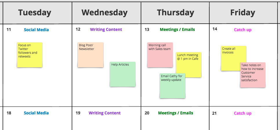 Weekly Calendar template