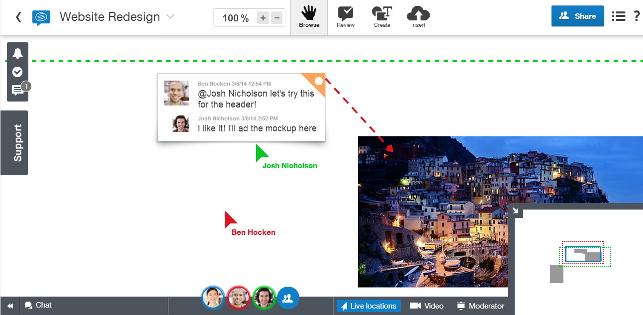 Conceptboard Board Live Locations turned on showing user mouse cursor