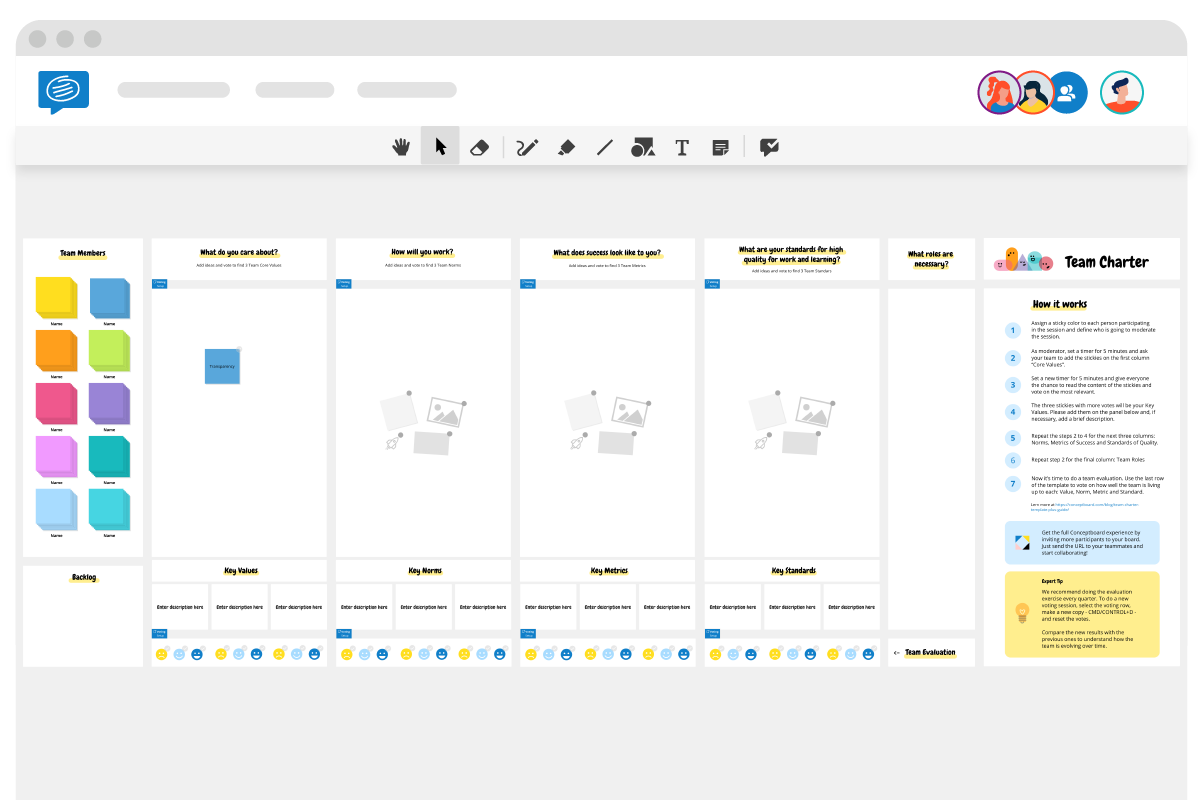 Team charter Template for virtual collaboration