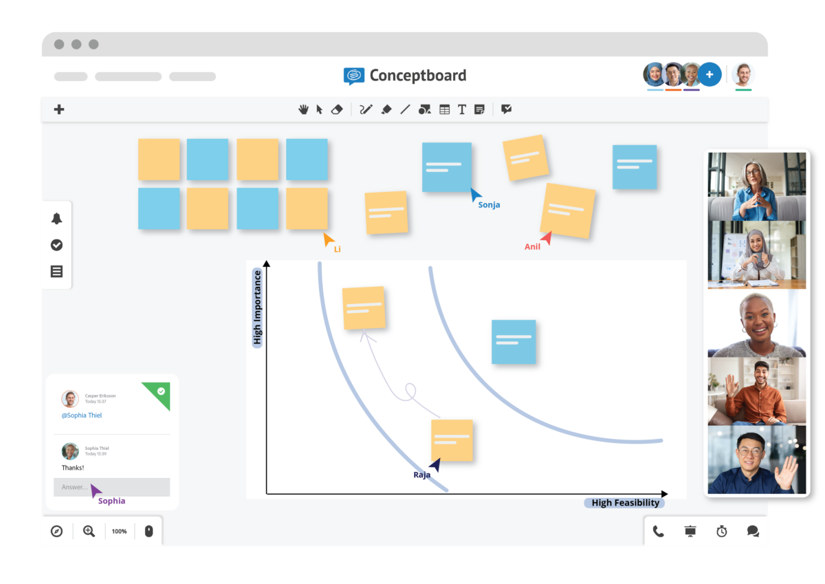 image representing the conceptboard app with the example of collaboration within teams and brainstorming