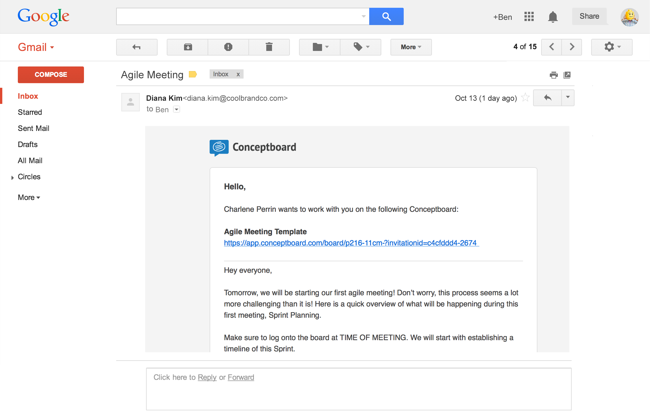 Part 21: Using Agile Methods with Conceptboard With Email Template For Meeting Invitation