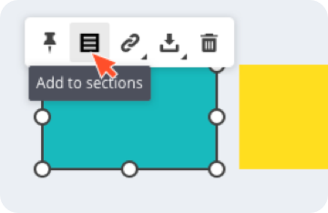image which shows how to add sections on the online whiteboard