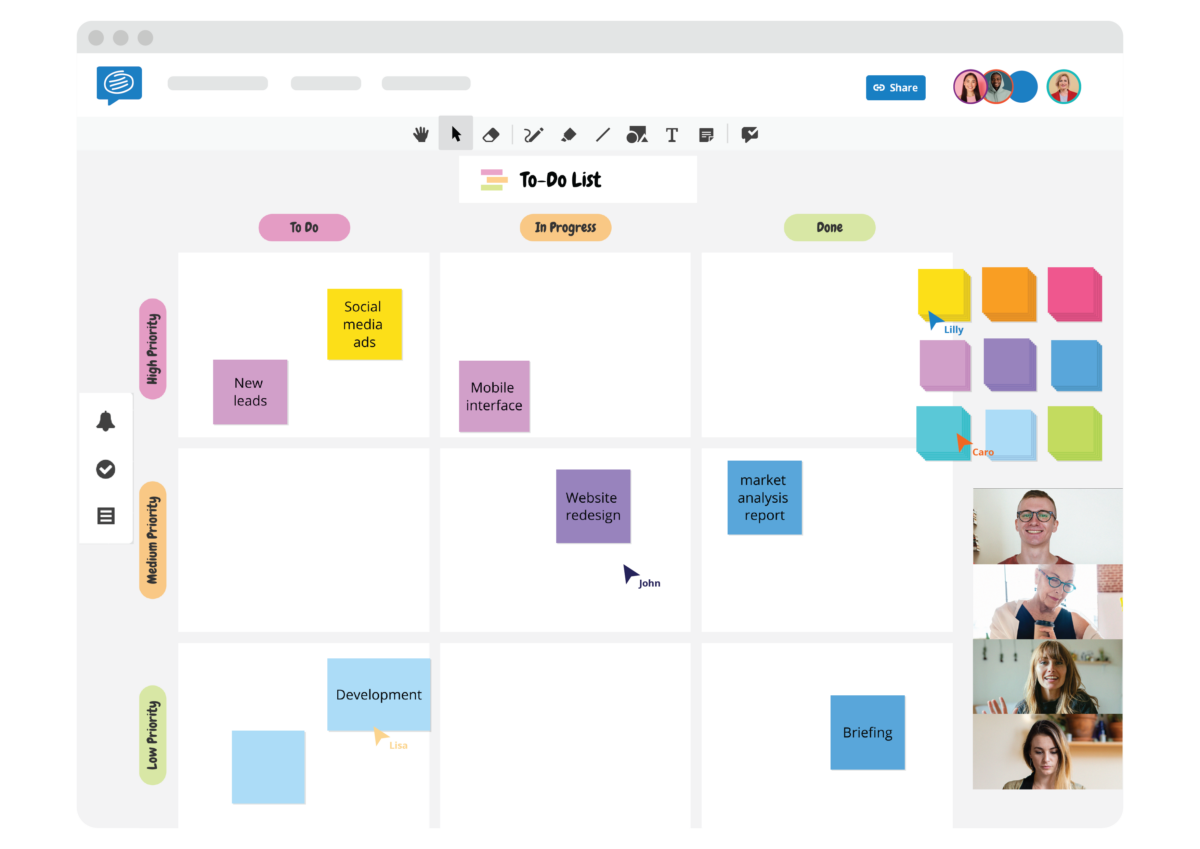 Agile management use case represented on a board